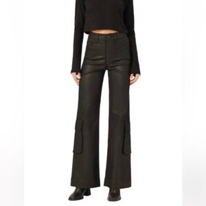 NEW DL1961 - WOMEN'S hepburn wide leg high rise jean in black coated cargo